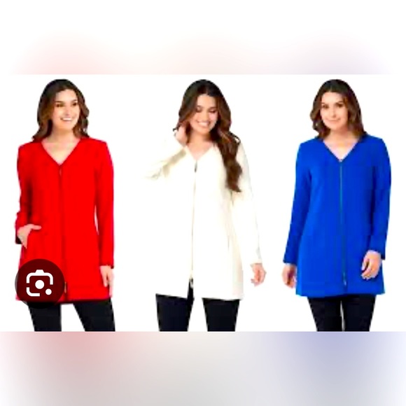 LÍNEA BY LOUIS DELL’OLIO 💙BLUE💙 V-NECK ZIP FRONT JACKET PLUS SIZE 14 🌟NWOT🌟 - Picture 11 of 16